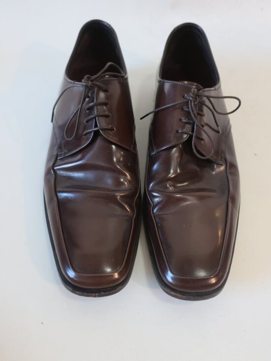 Mens Prada Brown Leather Square Toe Oxford Lace Up Shoes 10 1/2 main image 4